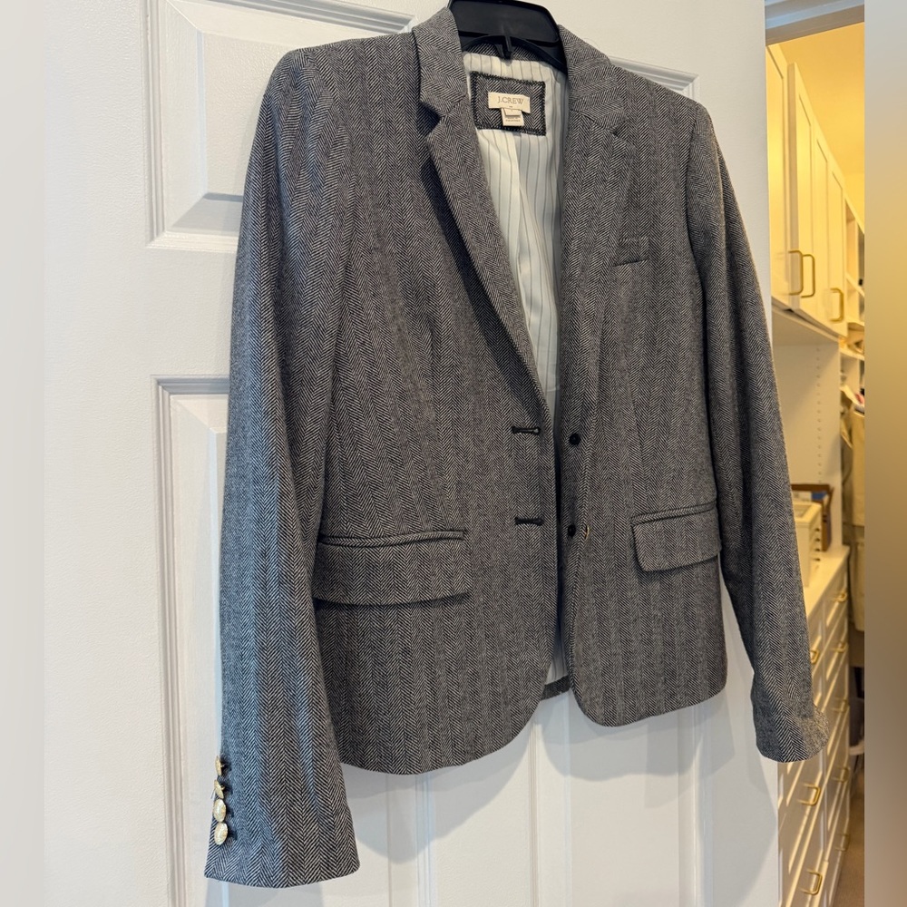 J. Crew Factory Charcoal Herringbone Blazer